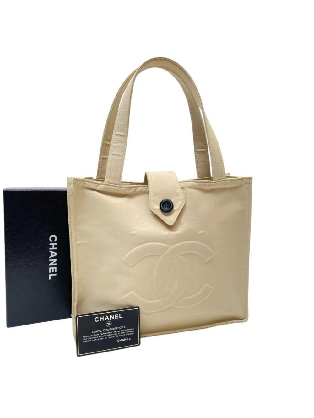 Chanel Nylon CC Logo Handbag Beige